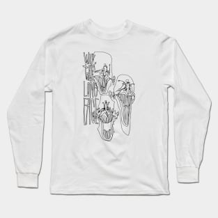 Why The Long Face - Limp Faces Psychedelic Line Ink Drawing with Art Style Long Sleeve T-Shirt